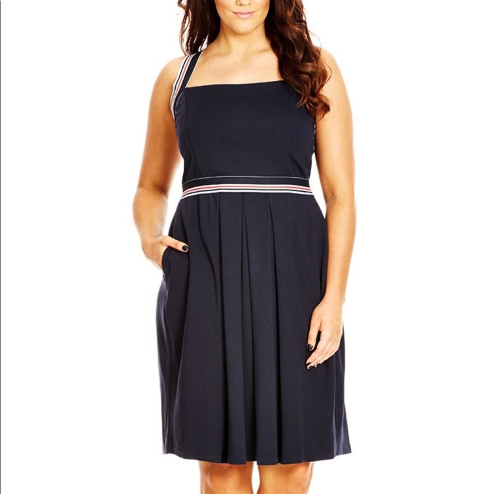 City Chic Sail Strip Dress *with pockets!* Size L